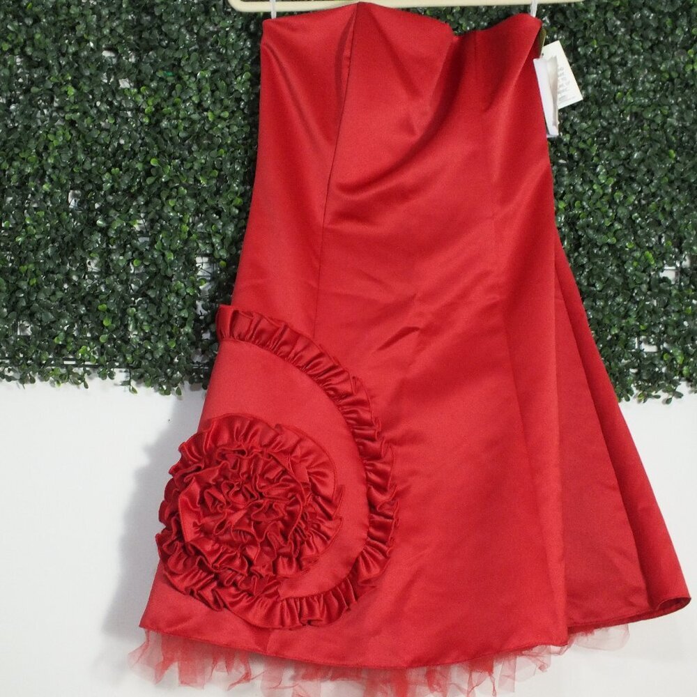 Vintage Jessica McClintock for Gunne Sax Strapless Formal Prom Dress Red 9/10 - Picture 1 of 15
